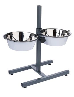 TIAKI Doppelnapf mit verstellbarem Ständer - 2 x 2650 ml, Ø 25 cm