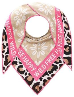 Zwillingsherz Dreieckstuch "Blumen & Leo", Eyecatcher Tuch, Mustermix: Leomuster und Blumen, Feinstrick, wärmend