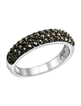 Zeeme Fingerring Silber 925 rhodiniert mit 43 Markasit-Steinen