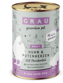 GRAU Schlemmertöpfchen getreidefrei 6 x 400 g - Huhn & Putenherzen