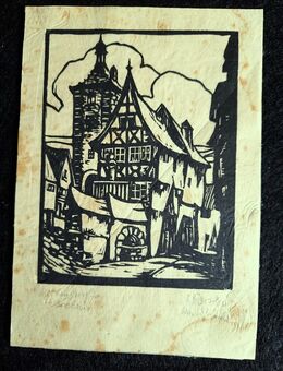 Reduzierter Preis: Hübscher alter Holzschnitt - Rothenburg ob der Tauber / am Plönlein, - Niederfischbach