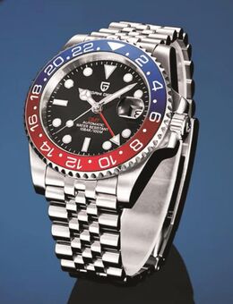 Automatikuhr,Edelstahl,Stahlband mit Faltschließe,Sichtboden. - Firrel