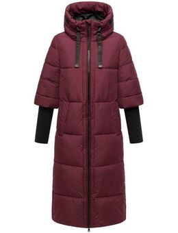 Navahoo Steppmantel Ciao Miau XIV Langer Wintermantel mit Rippstrickärmel