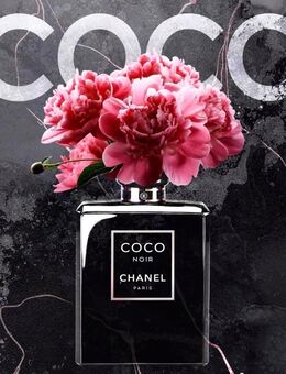 Coco Chanel Flakon mit Blumen, Mini Poster/Fotodruck 20x30 cm glänzend - Celle