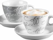 Ritzenhoff & Breker Cappuccinotasse Cornello Grey, Porzellan, 2 Tassen, 2 Untertassen