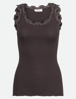 rosemunde Tanktop Babette Silk Top wunderschöner Vintage-Spitzenbesatz an Ausschnitt und Trägern