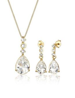 Elli Premium Schmuckset Set Tropfen Kristalle 925 Silber