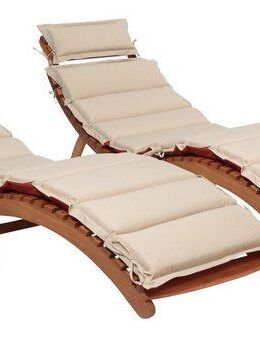 MERXX Gartenliege Havanna, 2 Liegen, inkl. Wendeauflagen, Eukalyptusholz, klappbar, FSC® Mix