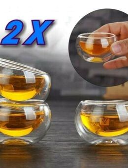 2x Kreativ Doppelwand Gläser Teeglas Espressoglas 50ml Doppelschicht Transparent Glas 15,90€* - Villingen-Schwenningen