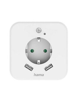Hama LED Nachtlicht Nachtlicht mit Steckdose für Baby, Kinder und Erwachsene, taglichtweiß, Bewegungsmelder, Nachtlichtfunktion, USB-Anschluss mit Ladefunktion, LED fest integriert, Tageslichtweiß, Bewegungsmelder und 2 USB