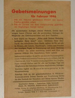 Gebetszettel für Februar 1946 - Original - Münster