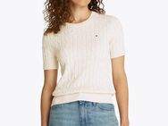 Tommy Hilfiger Kurzarmpullover 1985 CO MINI CABLE C-NK SS SWT in tollem Strickmuster