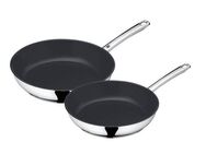 WMF Pfannen-Set Devil Bratpfannen Induktion, Cromargan® Edelstahl Rostfrei 18/10 (Set, 2-tlg., 1x Bratpfanne Ø 24 cm, 1x Bratpfanne Ø 28 cm), für alle Herdarten geeignet, ergonomischer Edelstahlgriff