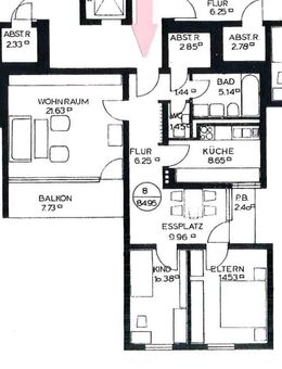Großzügige 3,5-Zimmer-Wohnung mit 2 Balkonen, Regensburg-West - Regensburg