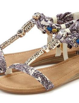 LASCANA Sommerschuh, Sandalette, Sandale mit Schmuckkettchen und Schmucksteinen im Festival-Look VEGAN