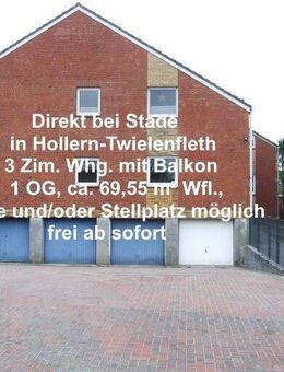 Direkt bei Stade in Hollern-Twielenfleth: 3 Zim. Whg. mit Balkon - Stade (Hansestadt)