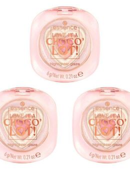 Essence Highlighter LOVE IT A CHOCO' LOT! highlighter glaze, 3-tlg., mit glänzender Textur