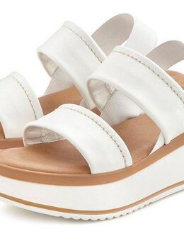 LASCANA Sommerschuh, Sandale, Sandalette, offener Schuh, Plateausandaletten Sandalette aus Leder mit modisch bequemer Plateausohle