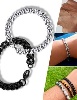 Panzerkette Armband 21cm Silberfarbe Schwarz Edelstahl Modeschmuck Armschmuck 11,90* - Villingen-Schwenningen