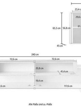 INOSIGN Wohnwand Coro, Anbauwand, Medienwand, (Set, 2-St), Lowboard 4 Fächern Breite 240 und Hängeschrank 6 Fächern Breite 90
