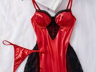 Sexy Babydoll Chemise Minikleid rot mit Spitze & String NEU - Kiel Wik