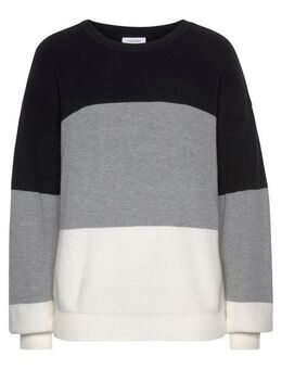 LASCANA Strickpullover mit Colorblock-Streifen, Damenpullover aus Baumwoll-Mix