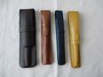 LEDER Etui für Schreibgeräte *NEU* 4 ECHT-Leder Etuis mit Lasche zum Schliessen. Farben: 3 x verschiedene Braun-Töne, 1 x Blau-Grau. Einzeln oder Sonder-Preis ab 2 Stück. Stiftetui, Fülleretui, Kugelschreiberetui, Tintenrolleretui. LADEN-NEU in 32545