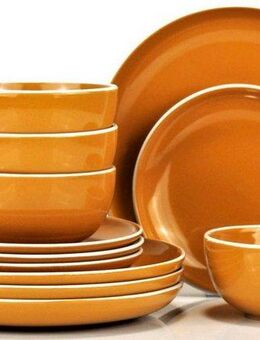 Retsch Arzberg Tafelservice Geschirr-Set, Service HALO BUBBLE GUM (12-tlg), 4 Personen, Steinzeug, Klare Farben und Klare Formen - 12 Teile, für 4 Personen