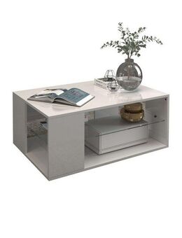 INOSIGN Couchtisch Egypt Couchtisch,Sofatisch (1-St), Aus glänzend weiß lack. Holz, mit Glasablage,rechteckig,Breite 90 cm