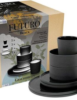CreaTable Kombiservice Futuro (8-tlg), 2 Personen, Steinzeug, Service, je 2 Speiseteller, Dessertteller, Schalen, Kaffeebecher