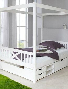 Ticaa Himmelbett Lino, Himmelbett, inkl. Schubkasten und Rollrost