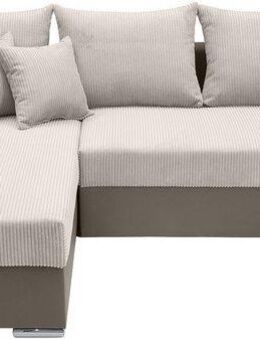 COLLECTION AB Ecksofa L-Form, Regalarmlehne mit LED RGB Beleuchtung,Bettfunktion und Bettkasten