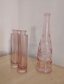 ROSA DEKO Champagner Flasche und 2 x Deko Gefäße - Stuttgart