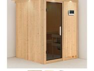 Karibu Sauna Milaja, BxTxH: 165 x 165 x 202 cm, 68 mm, (Set) 3,6-kW-Plug & Play Ofen mit externer Steuerung