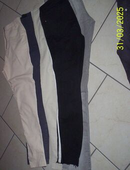 JEANS PPAKET Gr. 38 slim apricot mit hinterem Reißverschluß - hellbeige - hellgrau - schwarz mit weißem Seitenstreifen - Schauenburg