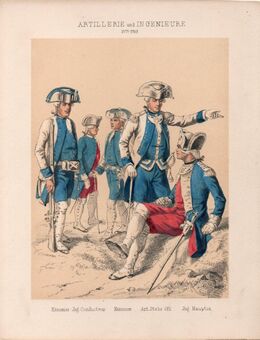 Grafik , Militär , Bayern , Uniformen , Artillerie und Ingenieure 1777 - 1785 , Blatt 21cm x 17cm , M7 - Görlitz