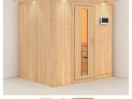 Karibu Sauna Finja, BxTxH: 210 x 165 x 202 cm, 68 mm, (Set) 3,6-kW-Bio-Plug & Play Ofen mit externer Steuerung