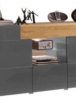 INOSIGN Sideboard Toledo,Breite 159cm,moderne Anrichte mit dekorative Fräsungen,grifflos, Kommode viel Stauraum, Einlegeböden verstellbar,ohne Beleuchtung