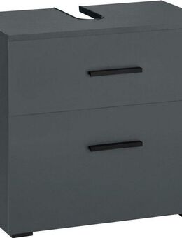 INOSIGN Waschbeckenunterschrank Skara mit Klappe und Schubkasten, schwarze Griffe, Breite 60 cm, Höhe 55 cm