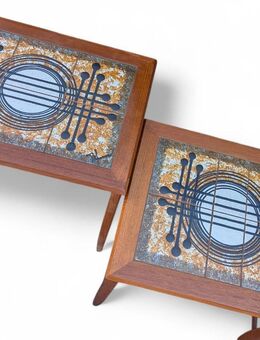 Seltene Vintage Satztische | Nesting Tables mit Keramikfliesen, Brutalismus (Dänisches Design, 1960er) - Ginsheim-Gustavsburg