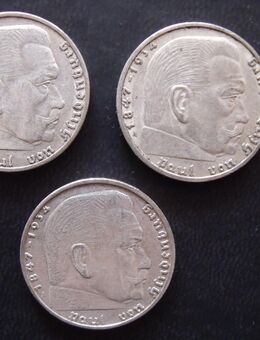 2 Reichsmark 3 St Hindenburg - Deutsches Reich - 1939 A - silber + Geschenk Briefmarke. - Aachen