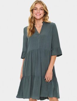 Saint Tropez Blusenkleid EdaSZ Dress Sommerkleid, Tunikakleid mit Volant und 3/4 Ärmel