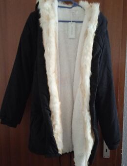 Schöner Damenmantel/Übergangsjacke/Tranchecoat, schwarz/weiß, Gr. L 38/40, mit Kapuze, ungetragen, wie neu - Herten