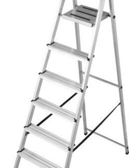 KRAUSE Stehleiter Safety, Aluminium, 1x8 Stufen, Arbeitshöhe ca. 370 cm