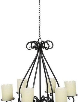 Ambiente Haus Kerzenständer Kronleuchter mit 6 Tellern in Schwarz (1 St), Stumpenkerzenhalter aus Metall, Ø ca. 53 cm