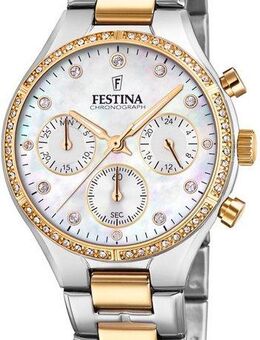 Festina Chronograph Boyfriend Collection F20402/1, Armbanduhr, Quarzuhr, Damenuhr, Stoppfunktion, Edelstahlarmband