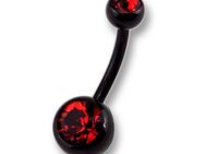 Zeeme Bauchnabelpiercing Bauchnabelpiercing Chirurgiestahl schwarz Kristall