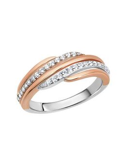 Zeeme Fingerring Silber 925 zweifarbig mit Zirkonia weiß