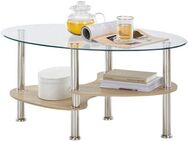 Stolkom Sp.z.o.o. Couchtisch Panty Glastisch, Wohnzimmertisch, Beistelltisch Glas BxHxT 90x42x55 cm (Couchtisch, OTTOs Choice), Sicherheitsglas 8mm, Ablage in MDF Eiche Artisan und Eiche Sonoma