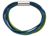 Zeeme Armband Leder 9-reihig türkis mit Magnetverschluß aus Stahl 19cm lang